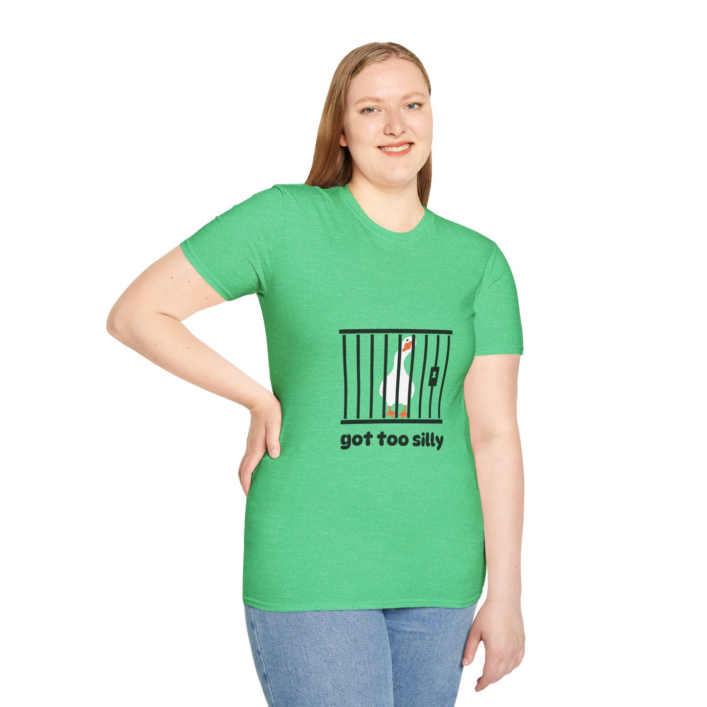 Funny Unisex Softstyle T-Shirt - 'Got Too Silly' Goose Design