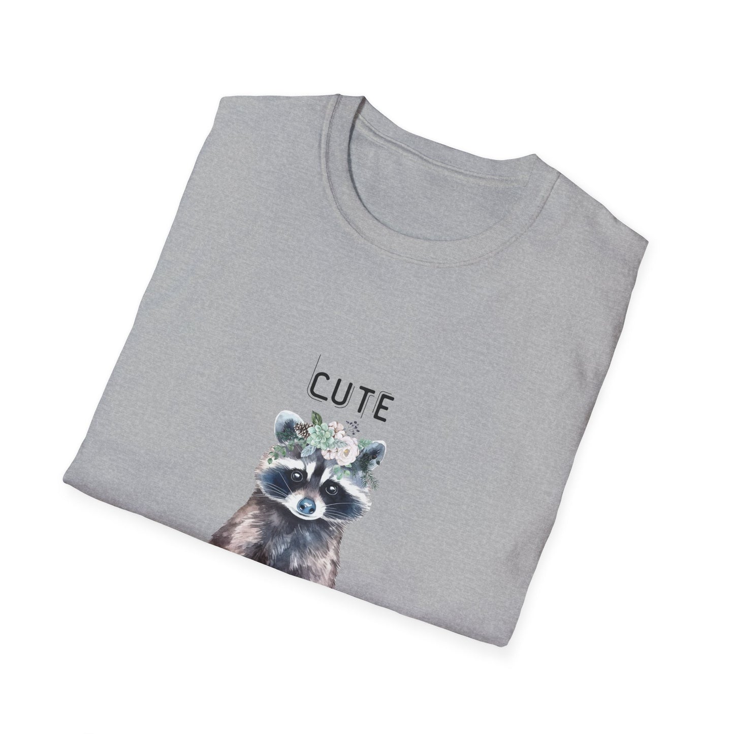 Cute But Feral Softstyle T-Shirt - Funny Raccoon Graphic Tee