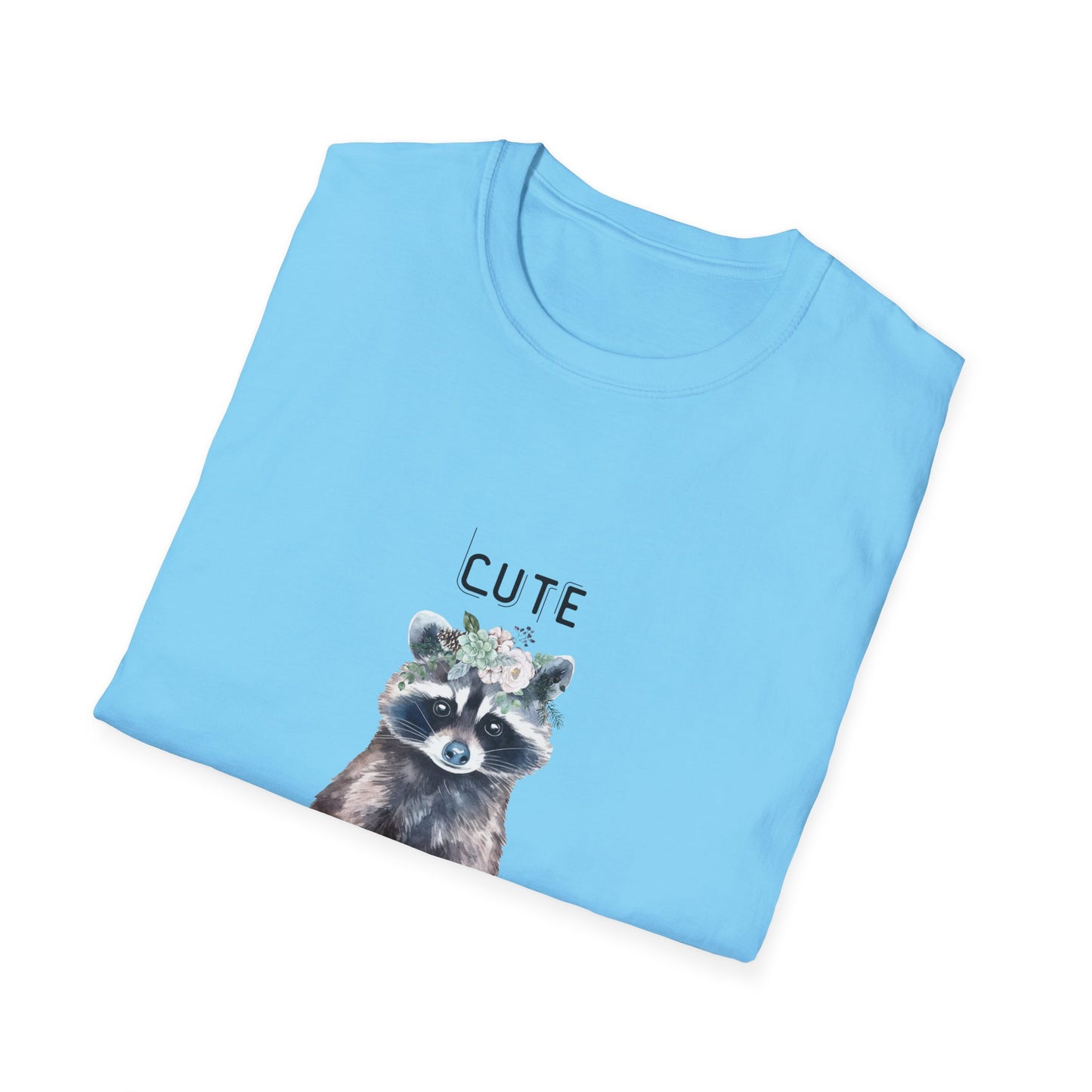 Cute But Feral Softstyle T-Shirt - Funny Raccoon Graphic Tee