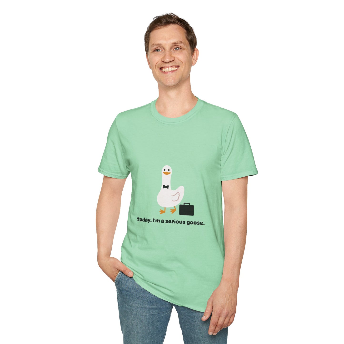Funny Serious Goose Unisex T-Shirt - Perfect for Casual Days and Office Humor
