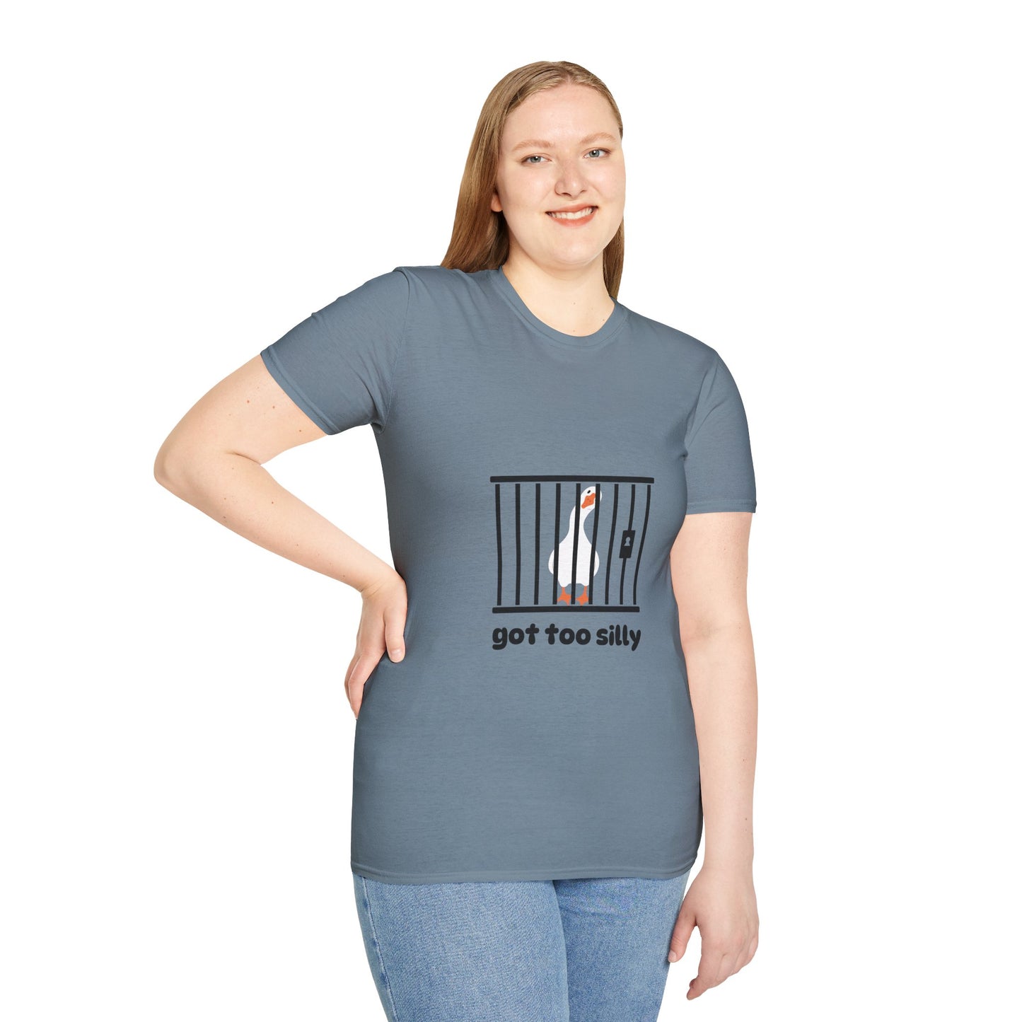 Funny Unisex Softstyle T-Shirt - 'Got Too Silly' Goose Design