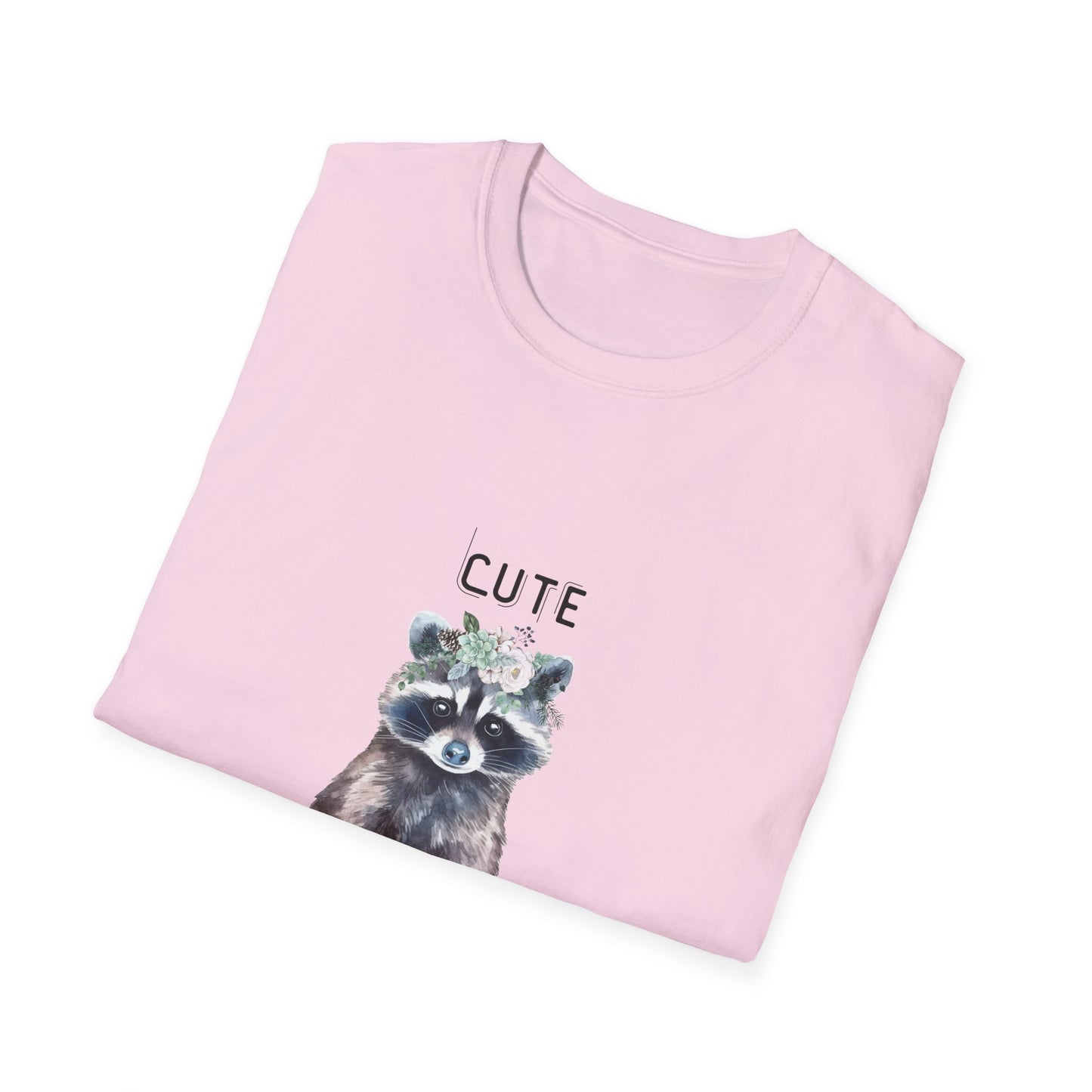 Cute But Feral Softstyle T-Shirt - Funny Raccoon Graphic Tee