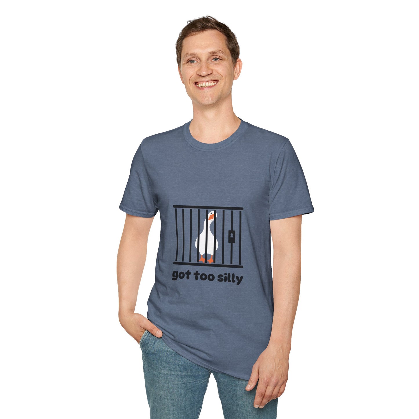 Funny Unisex Softstyle T-Shirt - 'Got Too Silly' Goose Design