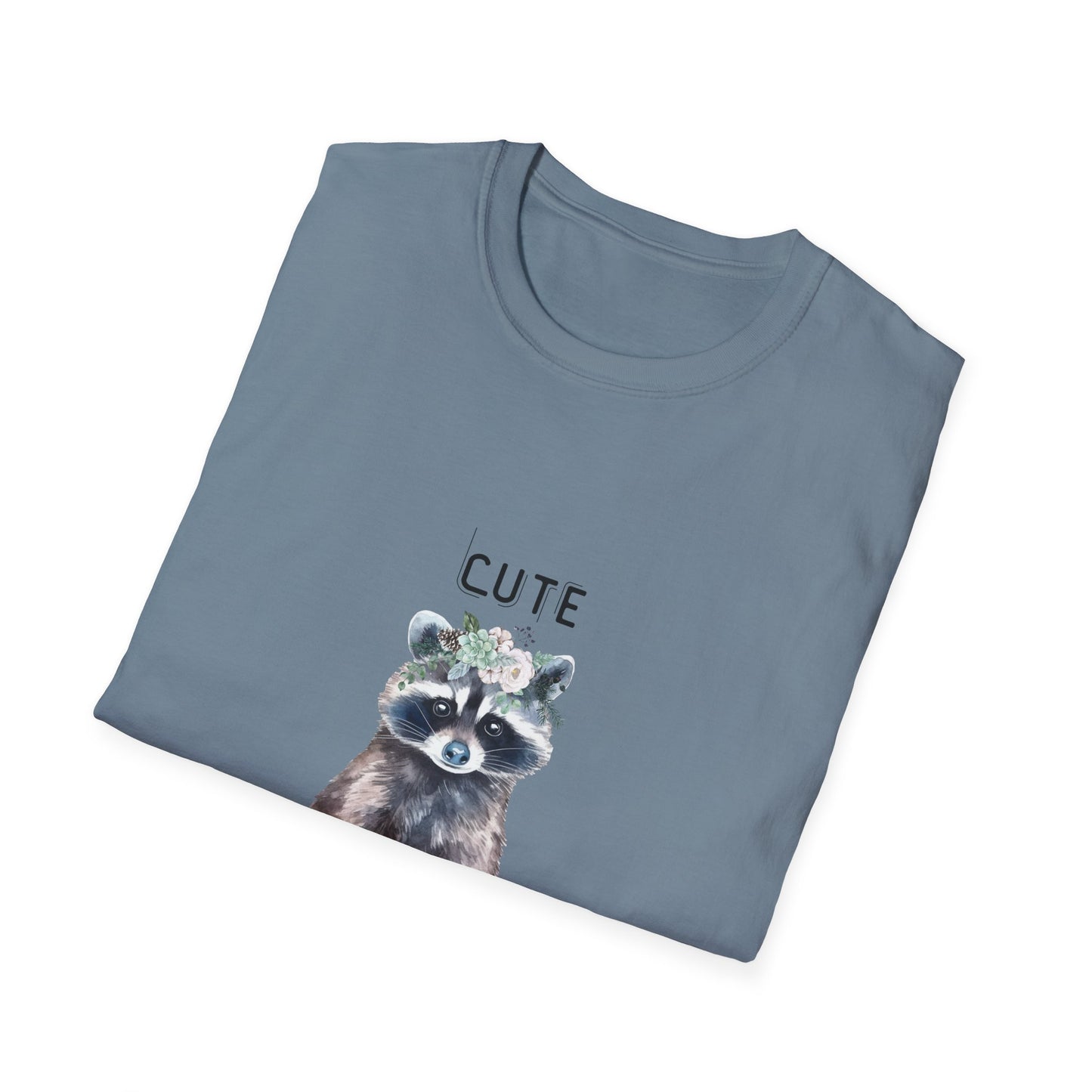 Cute But Feral Softstyle T-Shirt - Funny Raccoon Graphic Tee