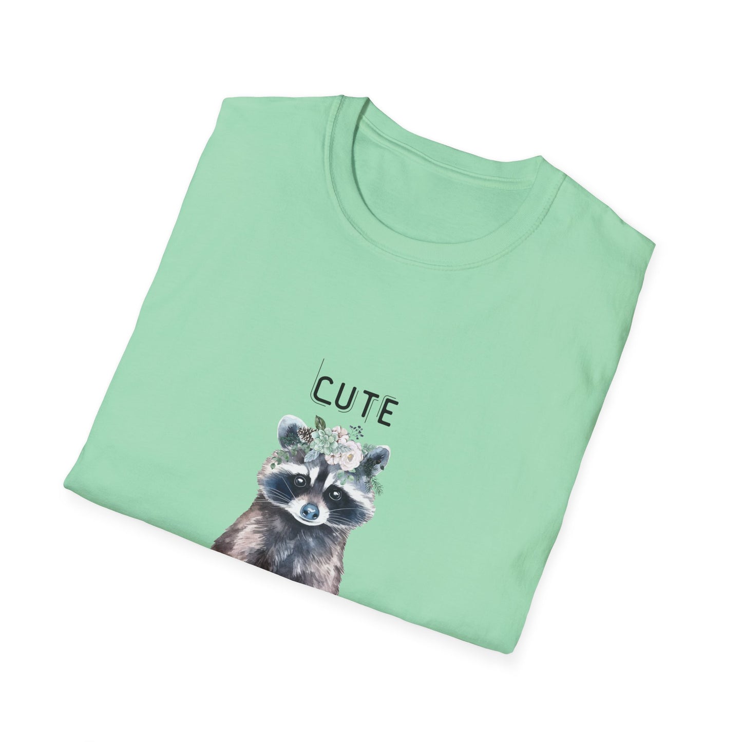 Cute But Feral Softstyle T-Shirt - Funny Raccoon Graphic Tee