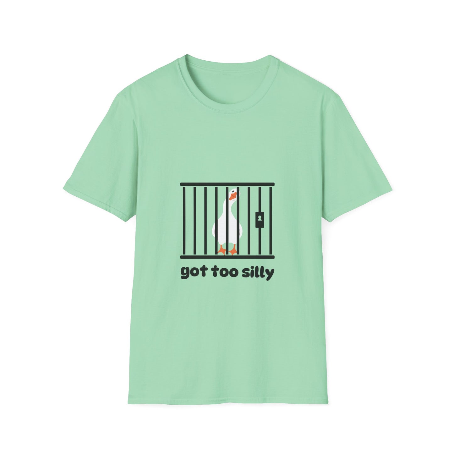 Funny Unisex Softstyle T-Shirt - 'Got Too Silly' Goose Design