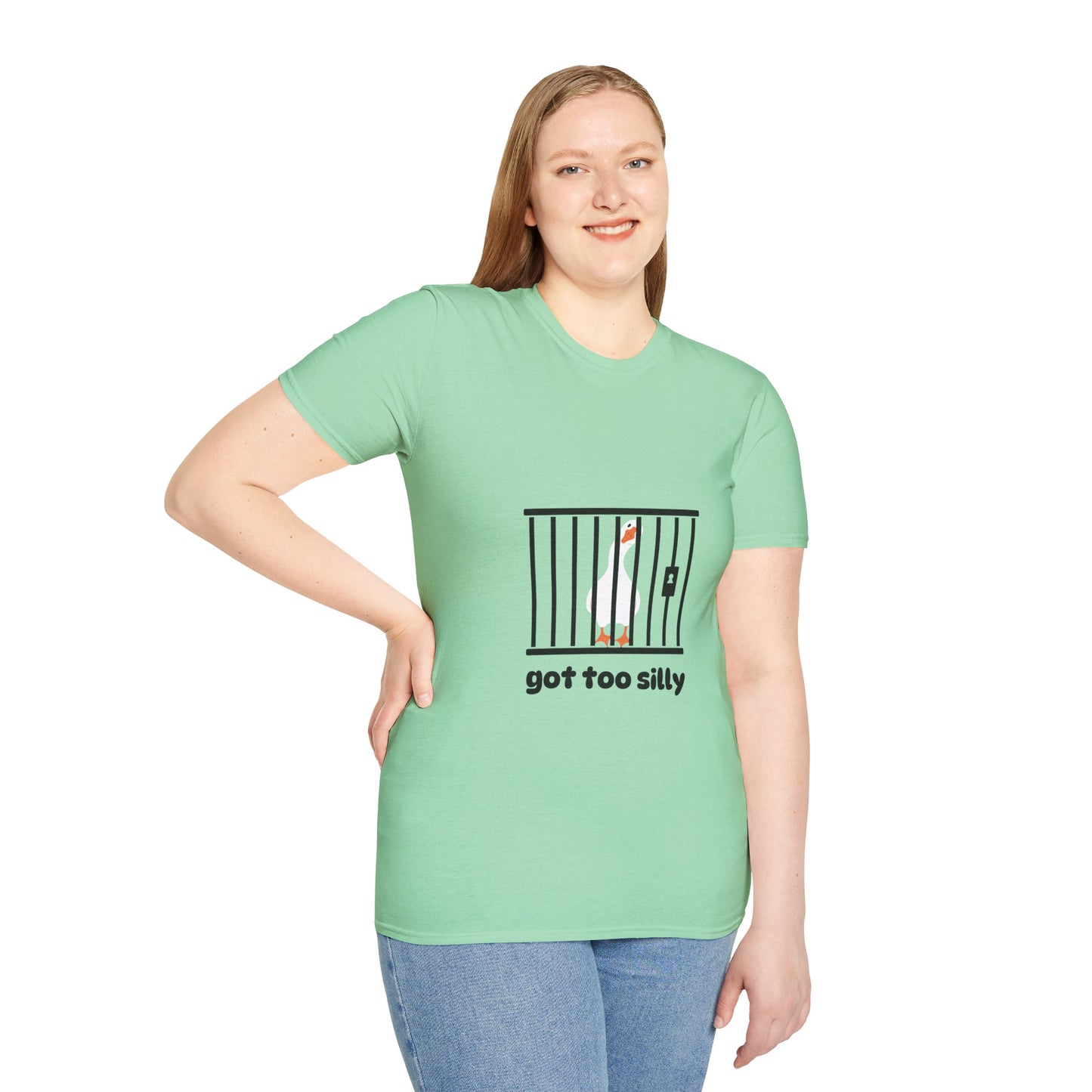 Funny Unisex Softstyle T-Shirt - 'Got Too Silly' Goose Design