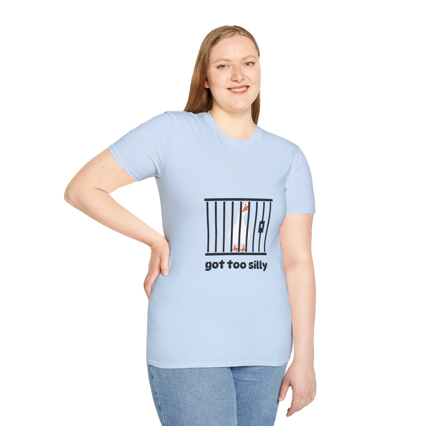 Funny Unisex Softstyle T-Shirt - 'Got Too Silly' Goose Design