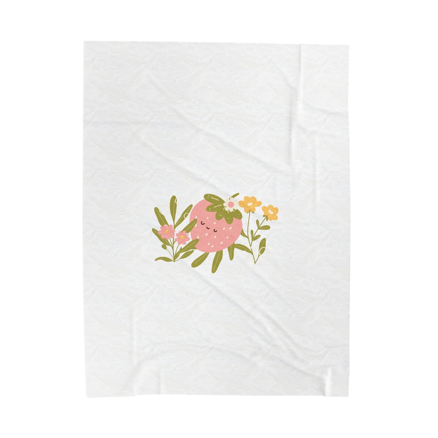 Sleeping Pink Strawberry Velveteen Plush Blanket