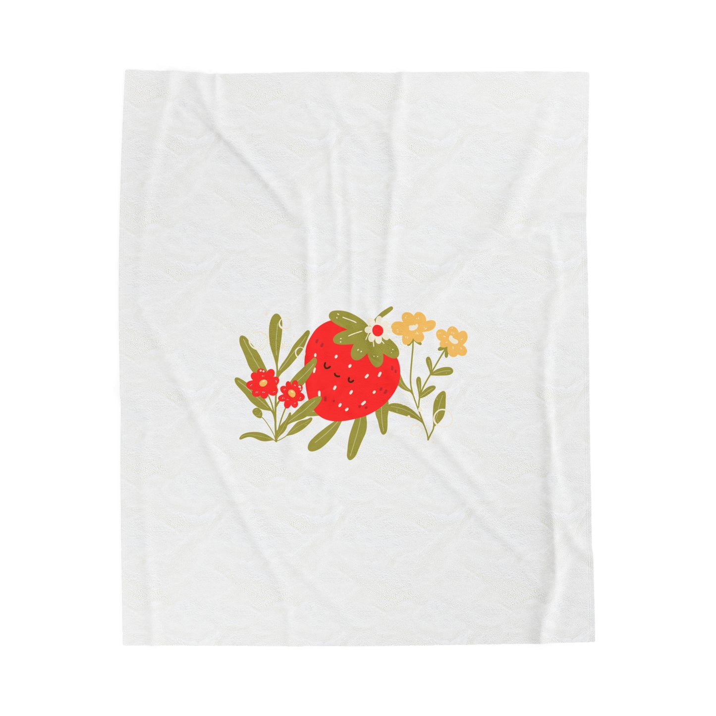 Sleeping Red Strawberry Velveteen Plush Blanket