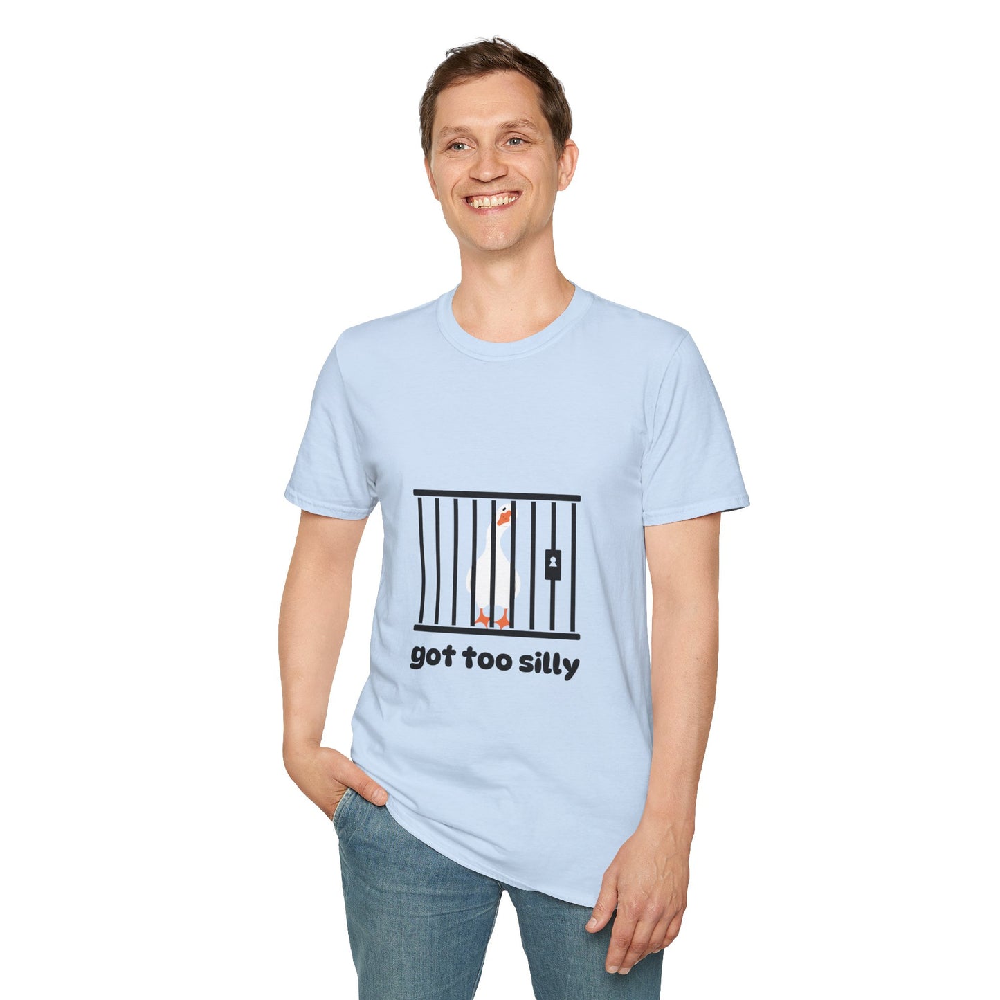 Funny Unisex Softstyle T-Shirt - 'Got Too Silly' Goose Design