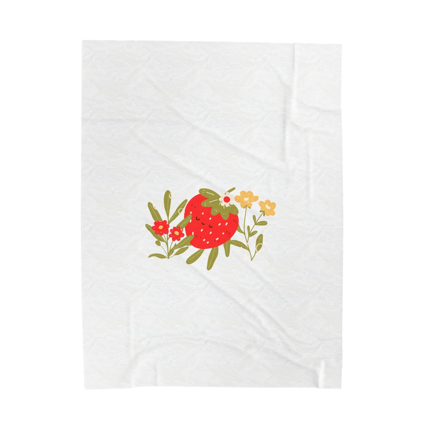 Sleeping Red Strawberry Velveteen Plush Blanket