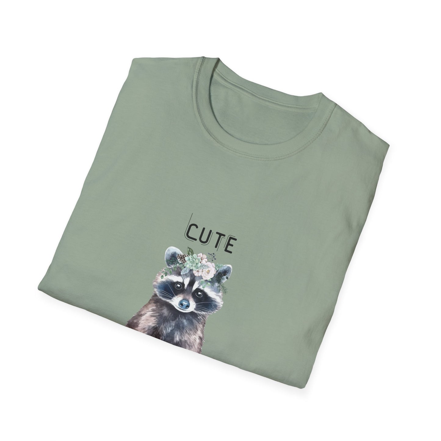 Cute But Feral Softstyle T-Shirt - Funny Raccoon Graphic Tee