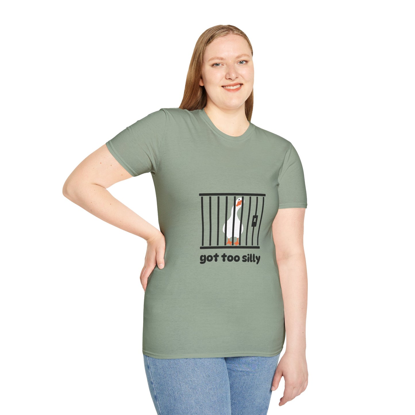 Funny Unisex Softstyle T-Shirt - 'Got Too Silly' Goose Design