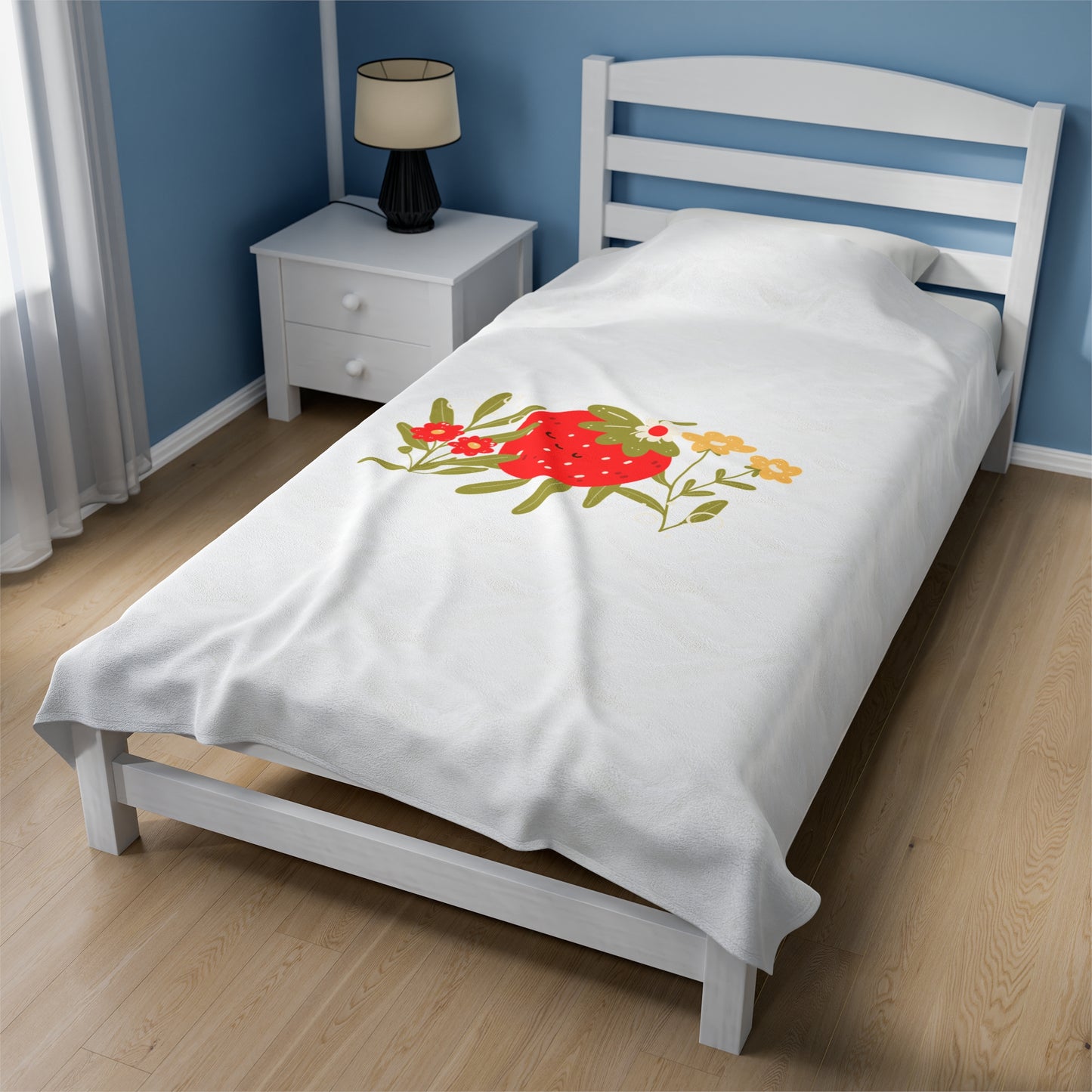 Sleeping Red Strawberry Velveteen Plush Blanket