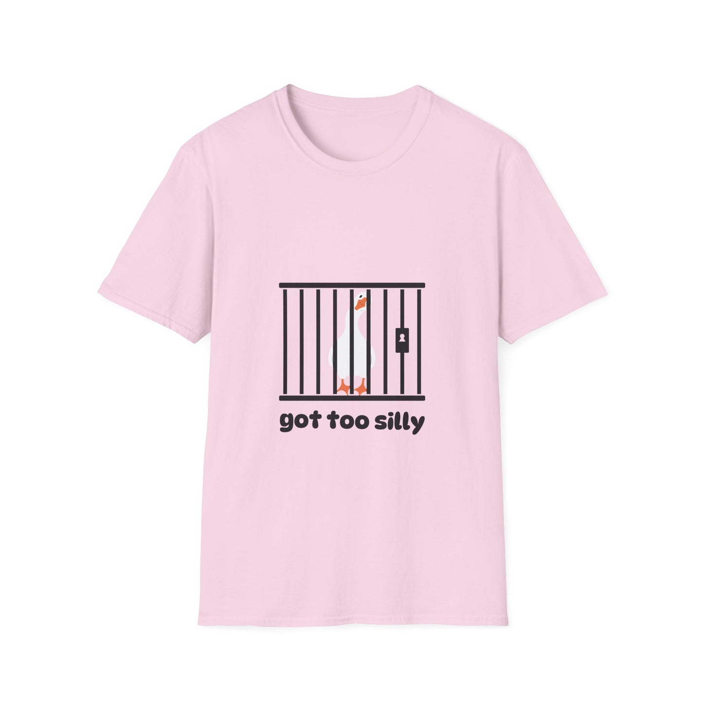 Funny Unisex Softstyle T-Shirt - 'Got Too Silly' Goose Design