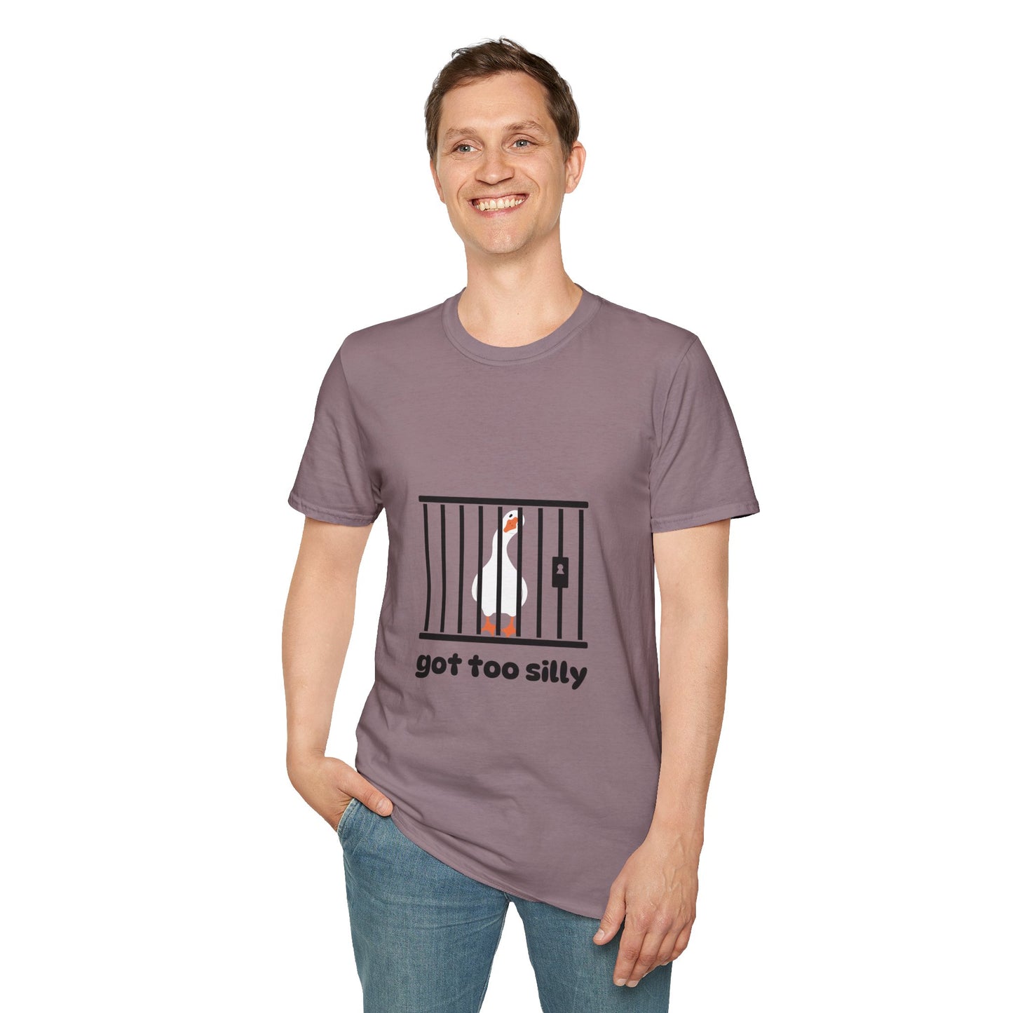 Funny Unisex Softstyle T-Shirt - 'Got Too Silly' Goose Design