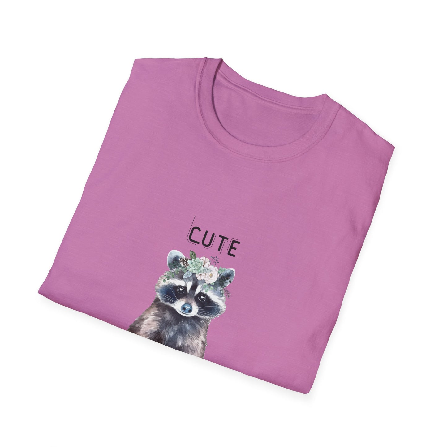 Cute But Feral Softstyle T-Shirt - Funny Raccoon Graphic Tee