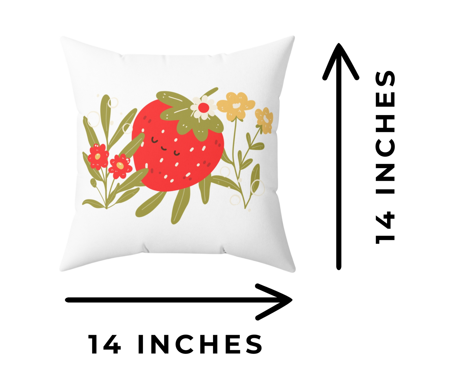 Reversible Whimsical Strawberry Decorative Pillow 14"x14" - "Life is Sweet"