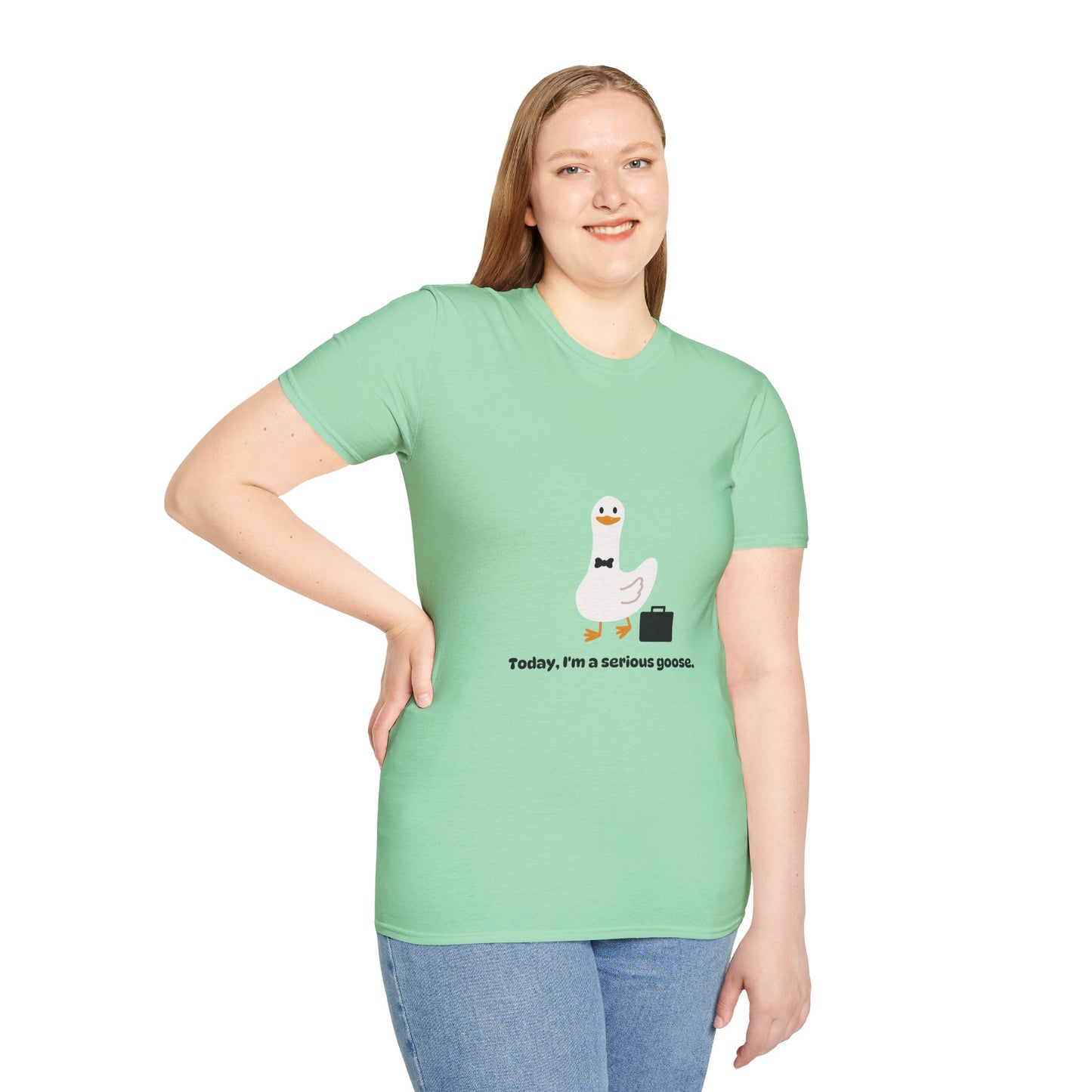Funny Serious Goose Unisex T-Shirt - Perfect for Casual Days and Office Humor