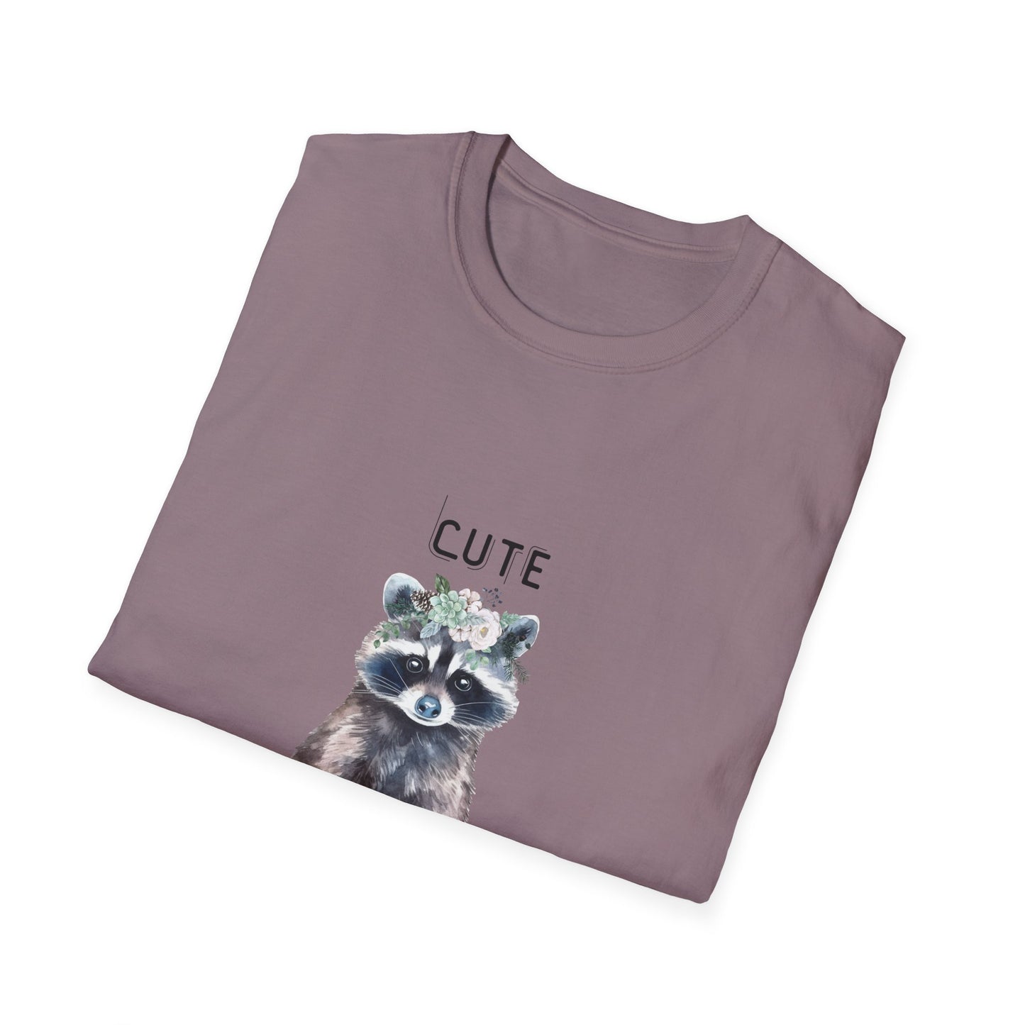 Cute But Feral Softstyle T-Shirt - Funny Raccoon Graphic Tee