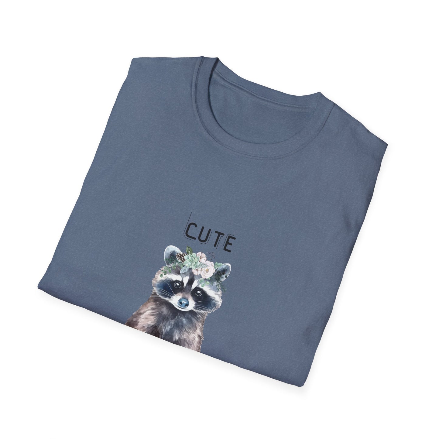 Cute But Feral Softstyle T-Shirt - Funny Raccoon Graphic Tee