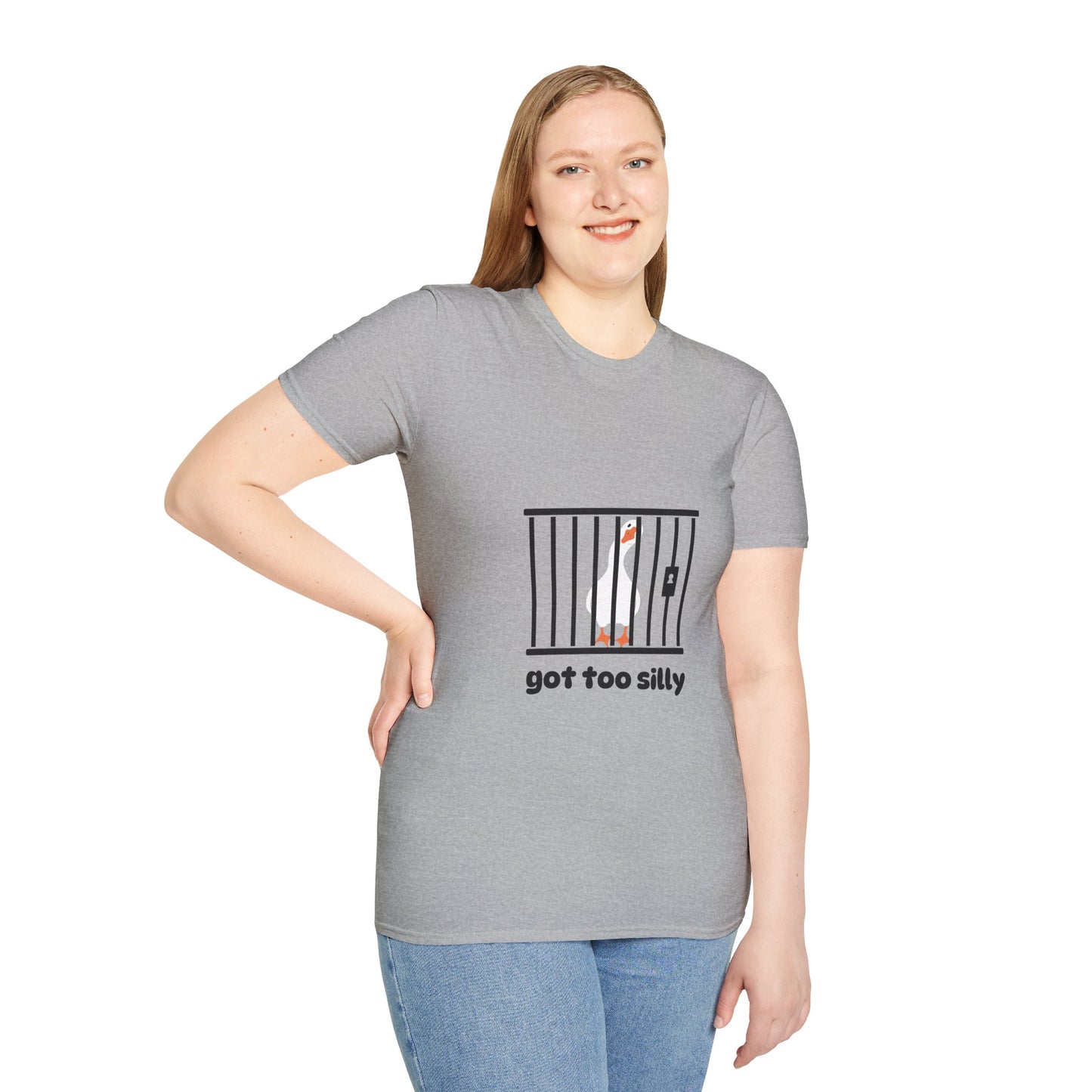 Funny Unisex Softstyle T-Shirt - 'Got Too Silly' Goose Design
