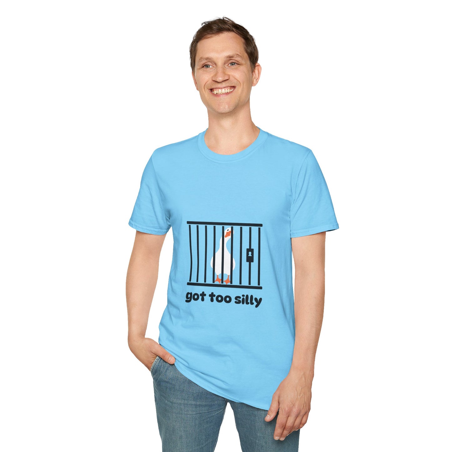 Funny Unisex Softstyle T-Shirt - 'Got Too Silly' Goose Design