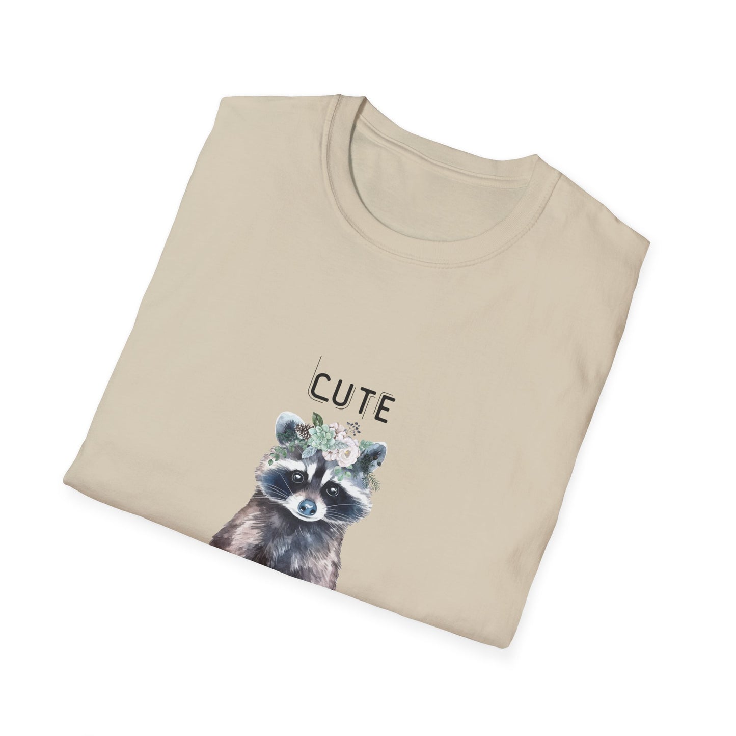 Cute But Feral Softstyle T-Shirt - Funny Raccoon Graphic Tee
