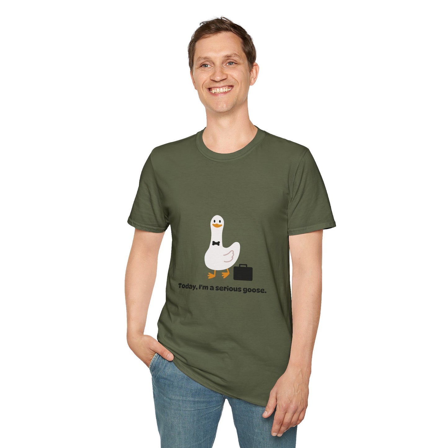 Funny Serious Goose Unisex T-Shirt - Perfect for Casual Days and Office Humor
