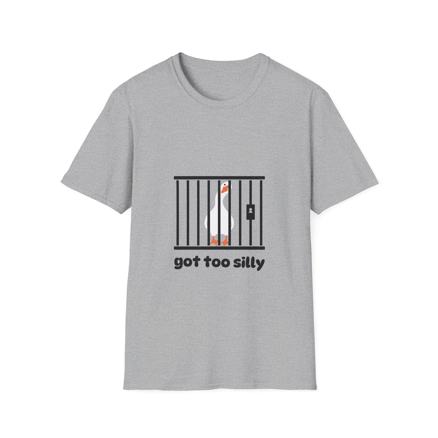 Funny Unisex Softstyle T-Shirt - 'Got Too Silly' Goose Design