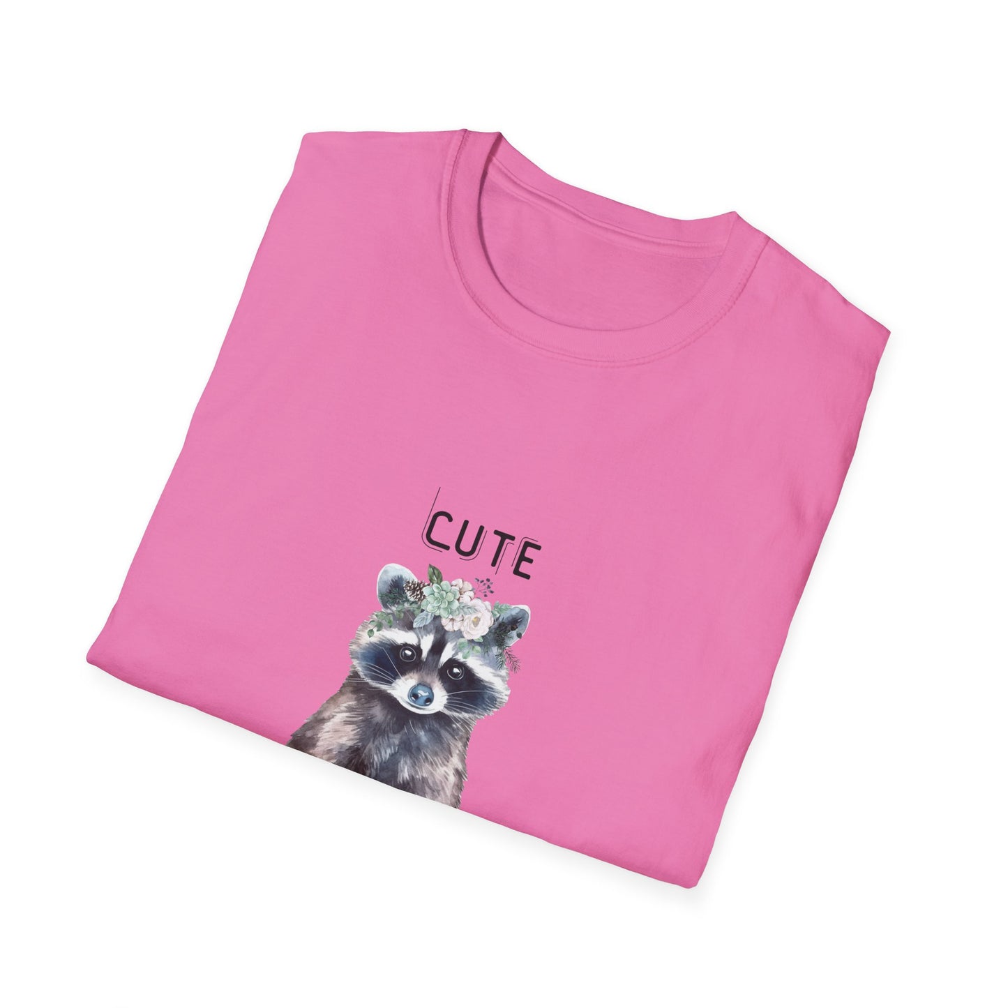 Cute But Feral Softstyle T-Shirt - Funny Raccoon Graphic Tee