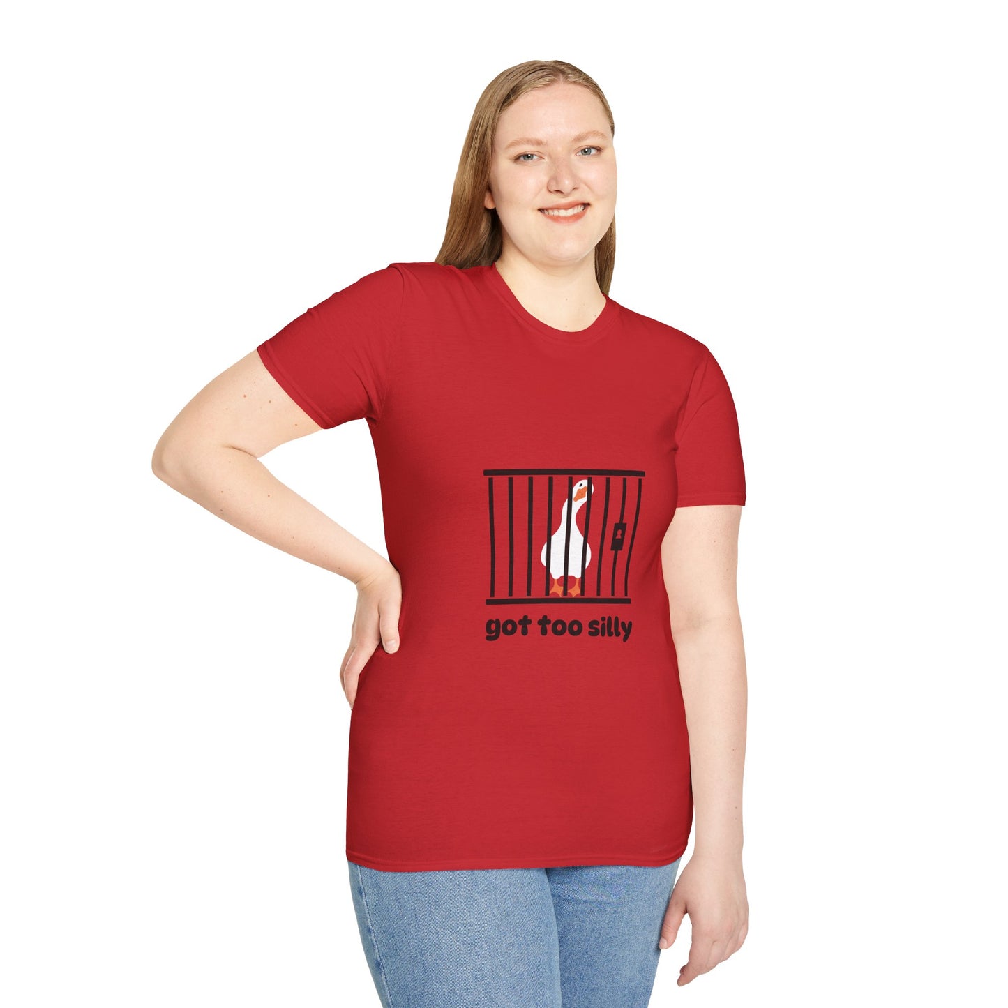 Funny Unisex Softstyle T-Shirt - 'Got Too Silly' Goose Design