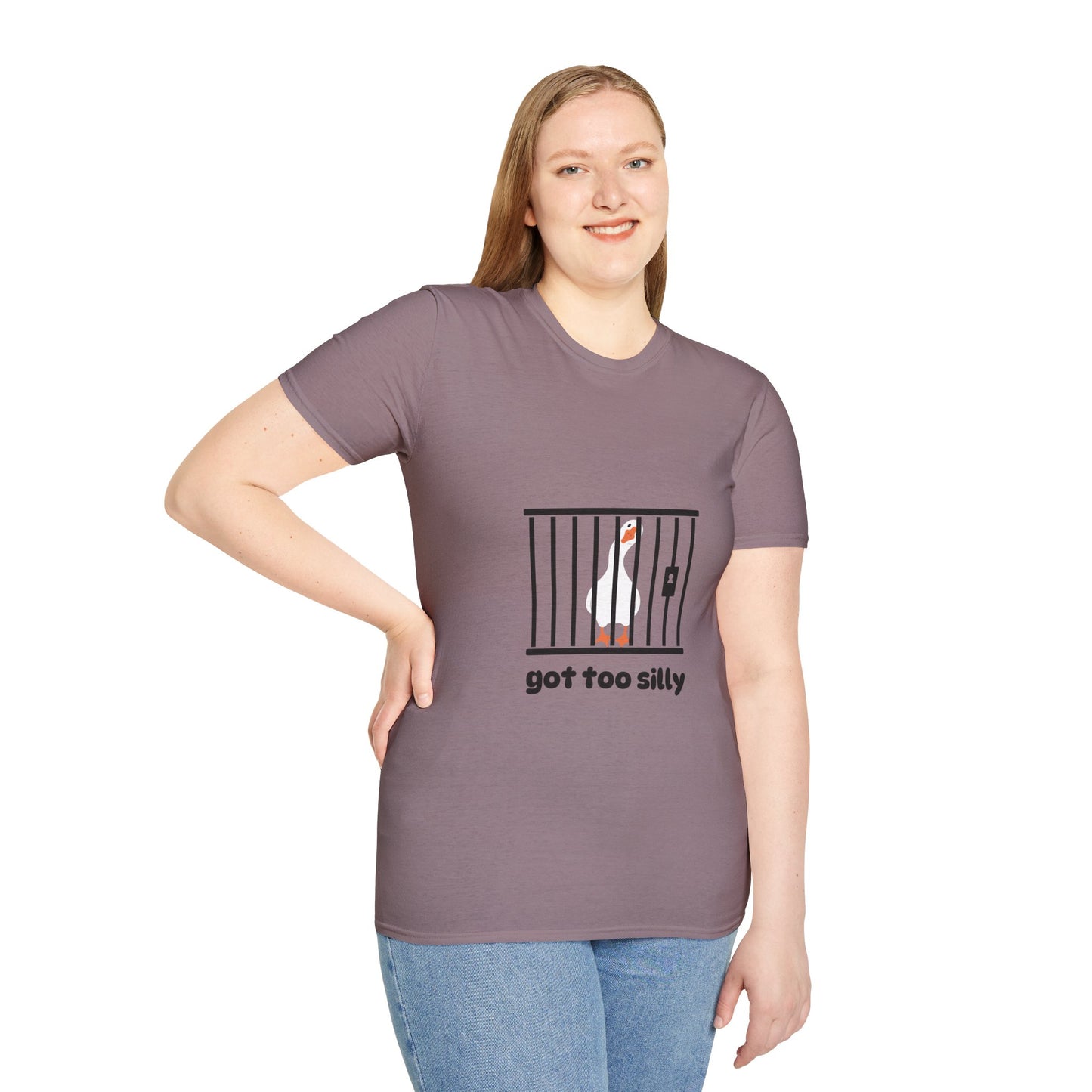 Funny Unisex Softstyle T-Shirt - 'Got Too Silly' Goose Design