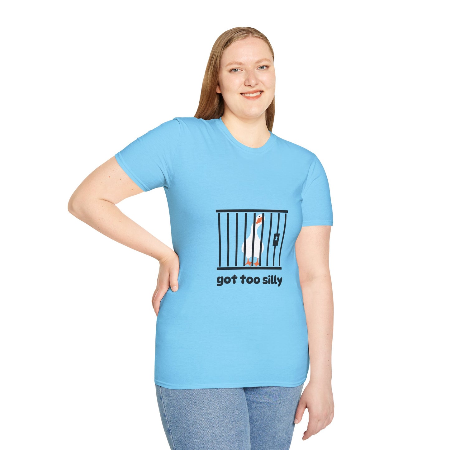 Funny Unisex Softstyle T-Shirt - 'Got Too Silly' Goose Design