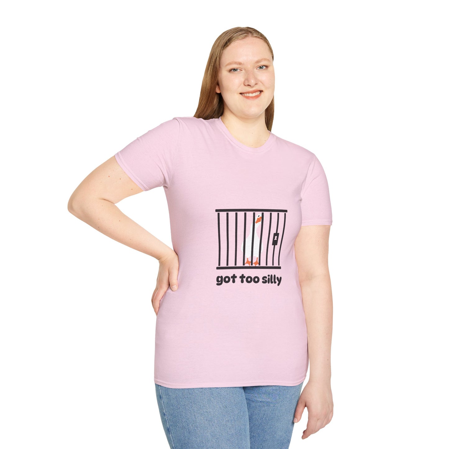 Funny Unisex Softstyle T-Shirt - 'Got Too Silly' Goose Design
