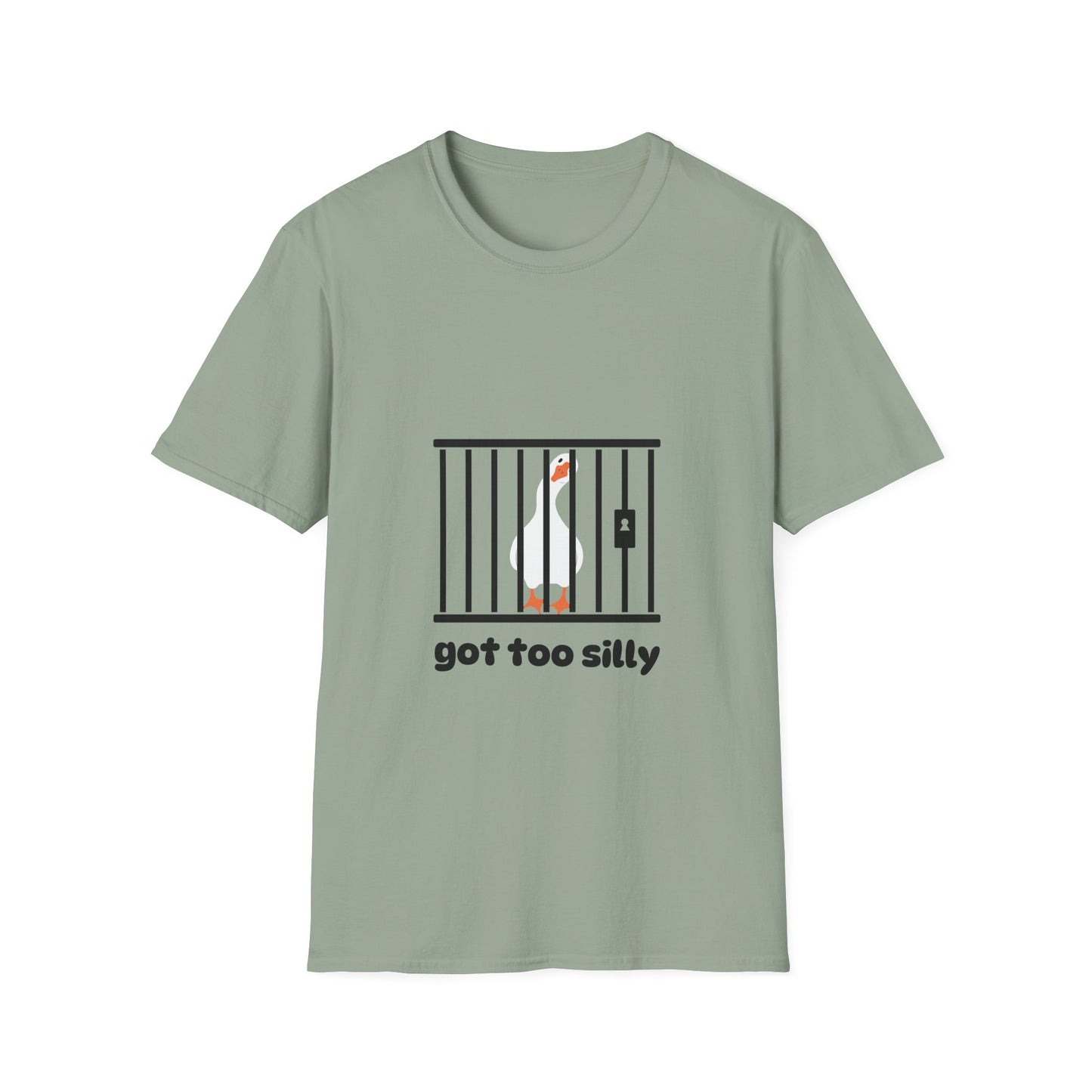 Funny Unisex Softstyle T-Shirt - 'Got Too Silly' Goose Design