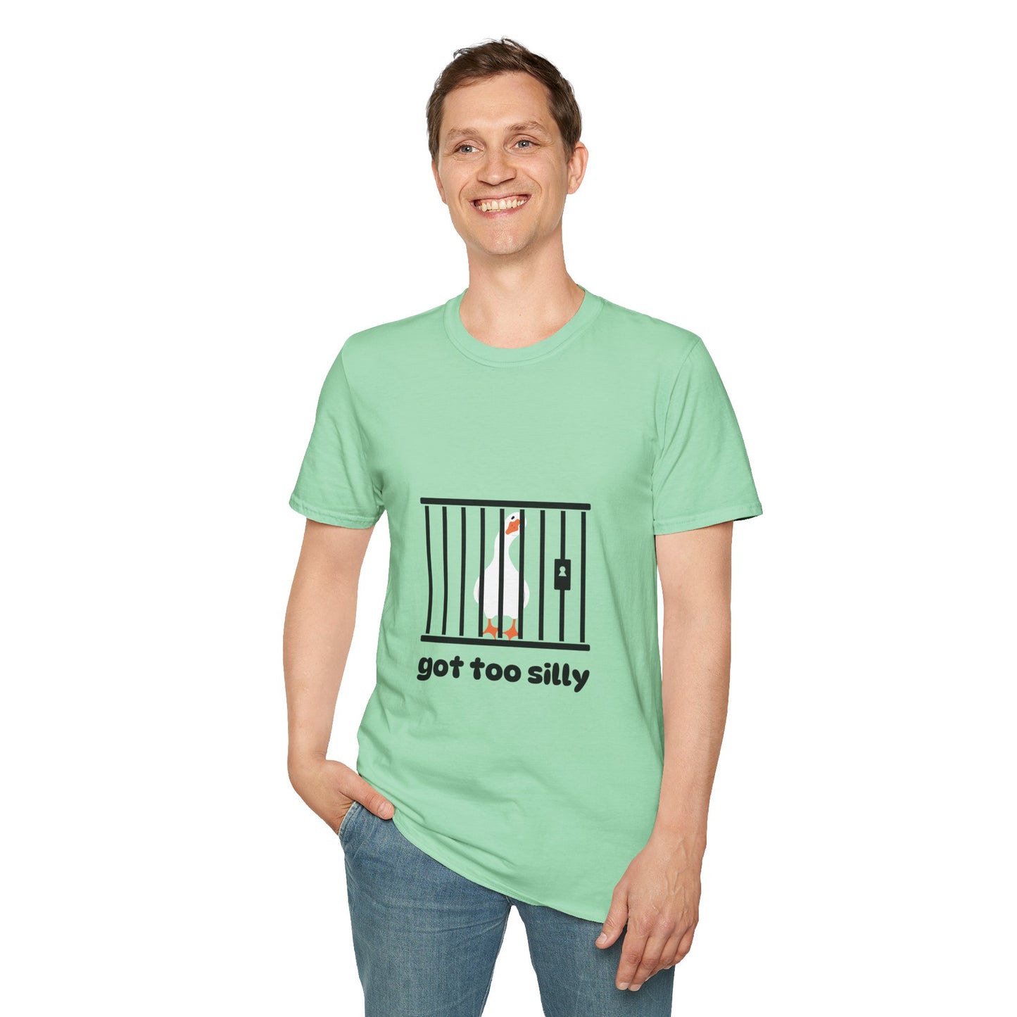 Funny Unisex Softstyle T-Shirt - 'Got Too Silly' Goose Design