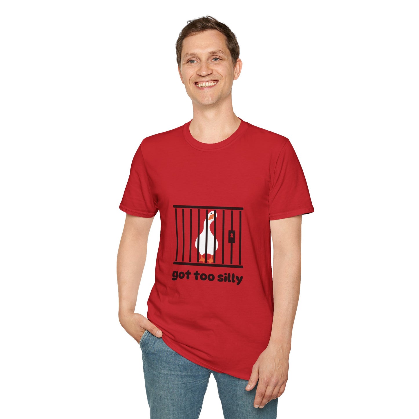 Funny Unisex Softstyle T-Shirt - 'Got Too Silly' Goose Design