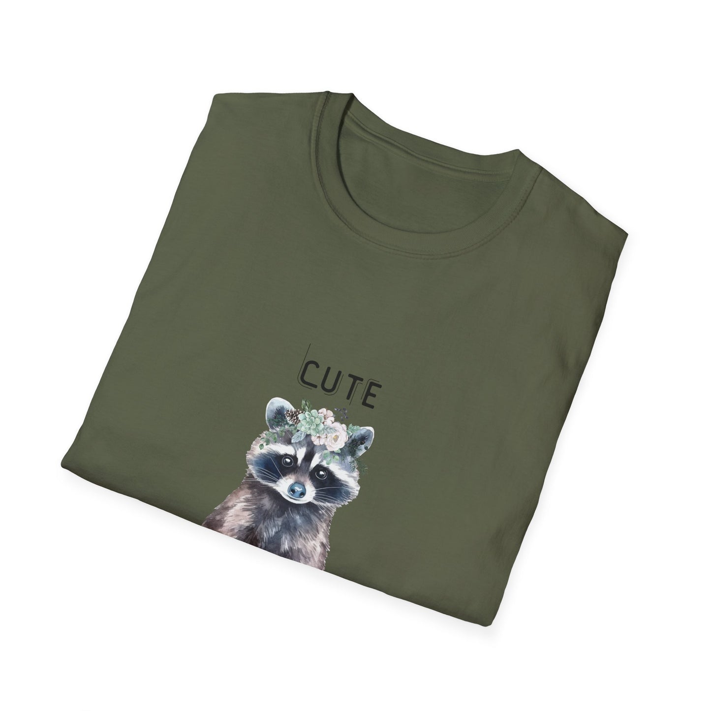 Cute But Feral Softstyle T-Shirt - Funny Raccoon Graphic Tee