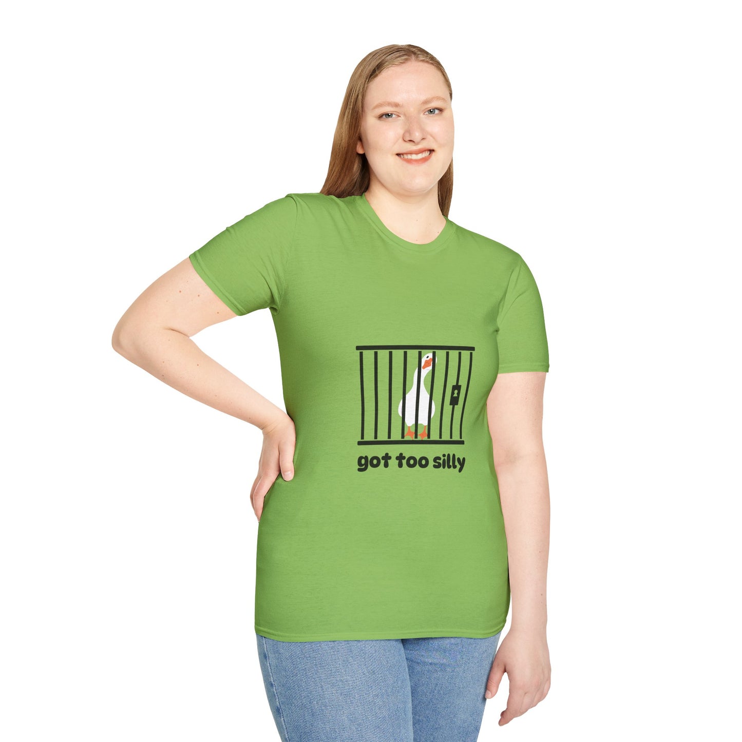 Funny Unisex Softstyle T-Shirt - 'Got Too Silly' Goose Design
