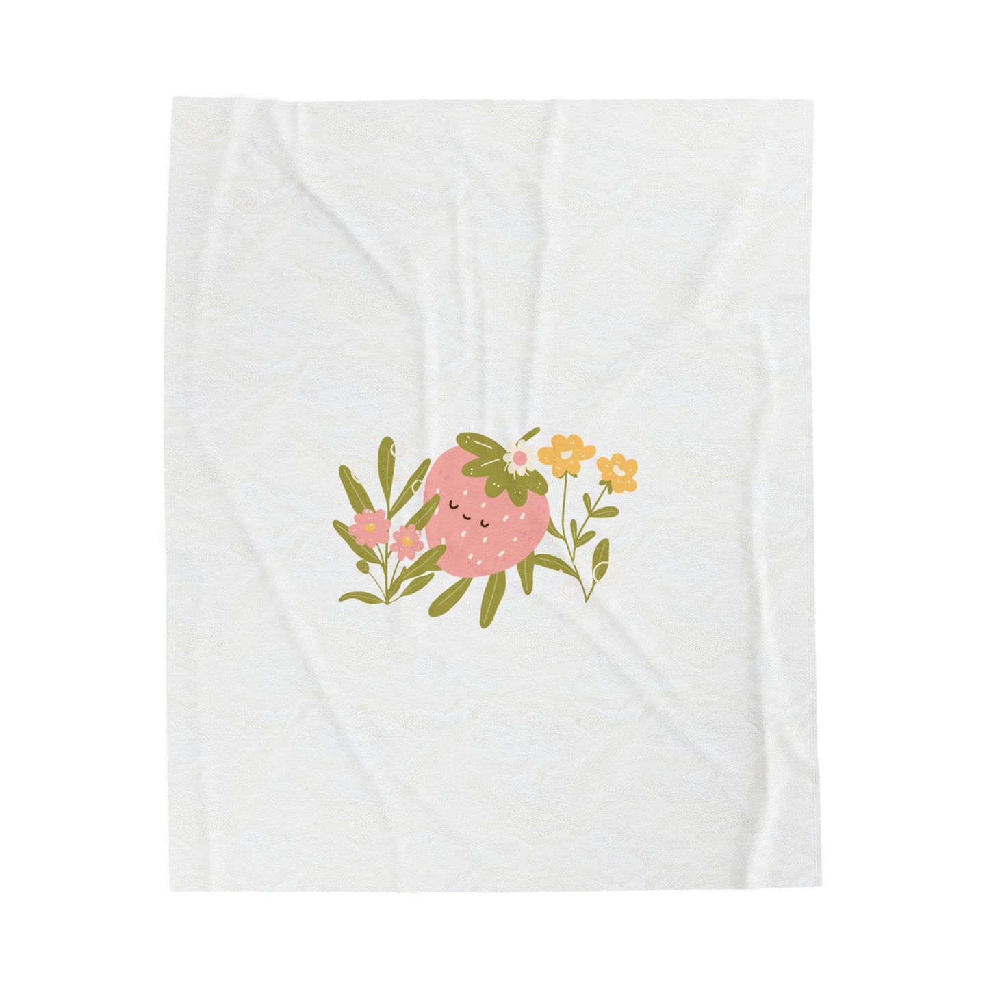 Sleeping Pink Strawberry Velveteen Plush Blanket