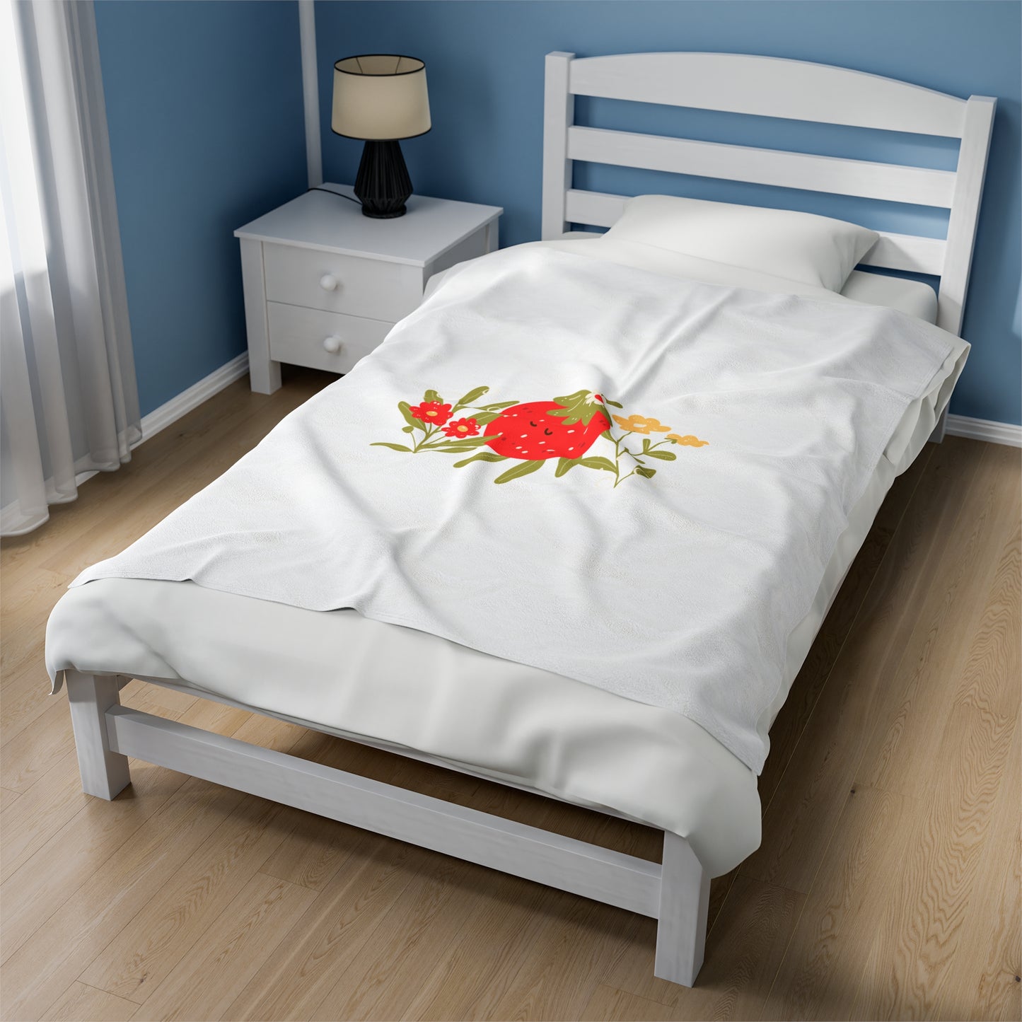 Sleeping Red Strawberry Velveteen Plush Blanket