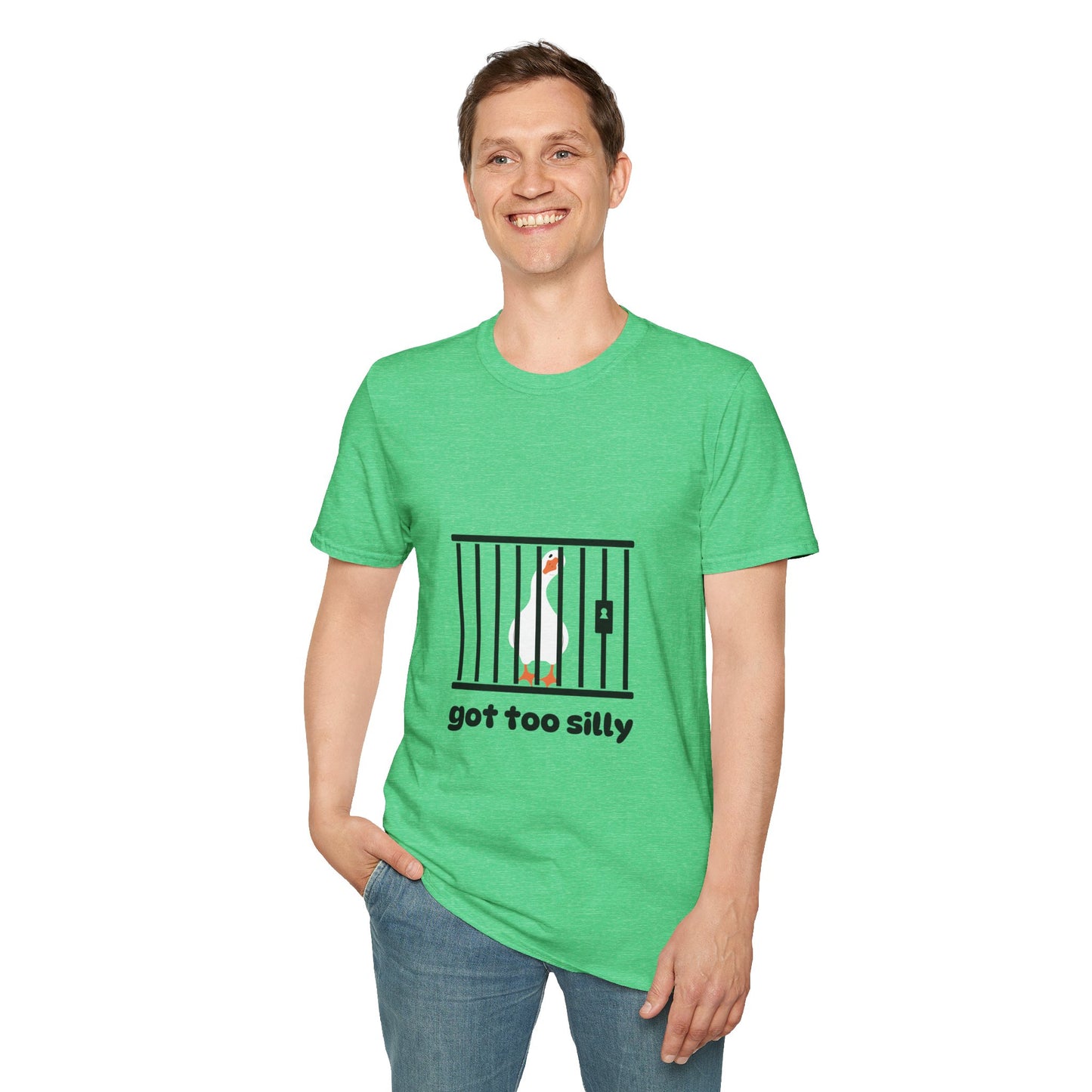 Funny Unisex Softstyle T-Shirt - 'Got Too Silly' Goose Design