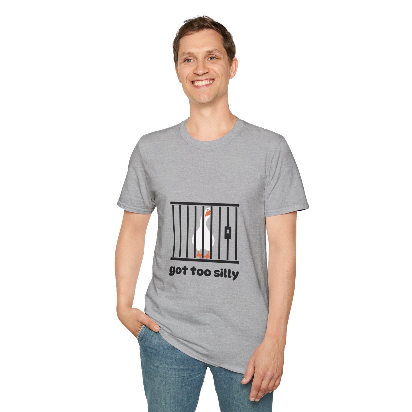 Funny Unisex Softstyle T-Shirt - 'Got Too Silly' Goose Design