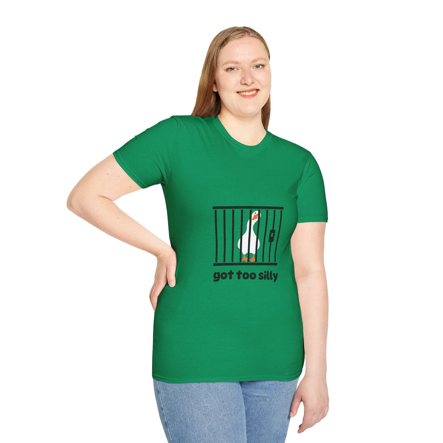 Funny Unisex Softstyle T-Shirt - 'Got Too Silly' Goose Design