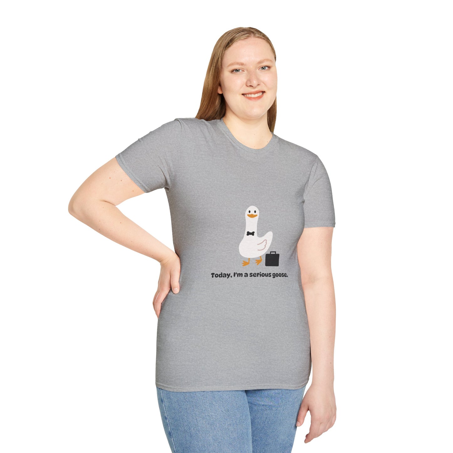 Funny Serious Goose Unisex T-Shirt - Perfect for Casual Days and Office Humor