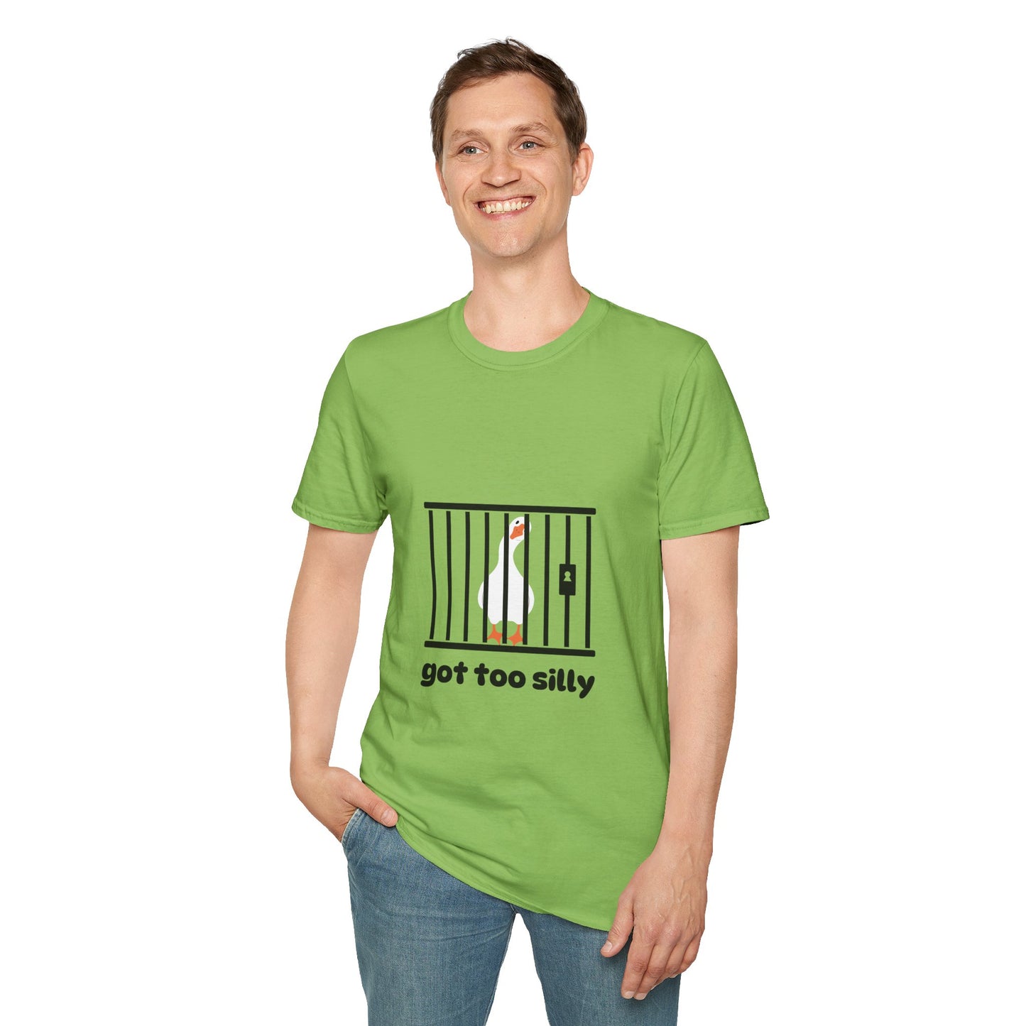 Funny Unisex Softstyle T-Shirt - 'Got Too Silly' Goose Design