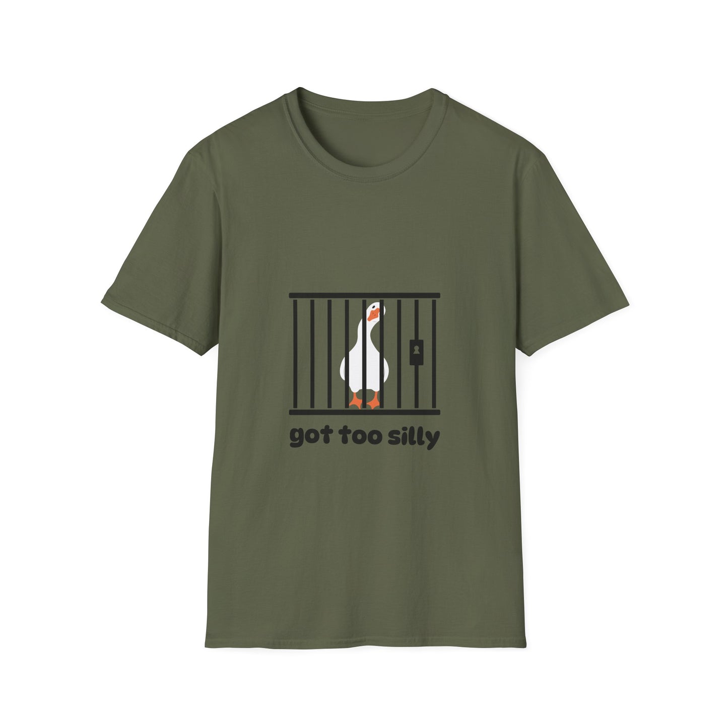 Funny Unisex Softstyle T-Shirt - 'Got Too Silly' Goose Design