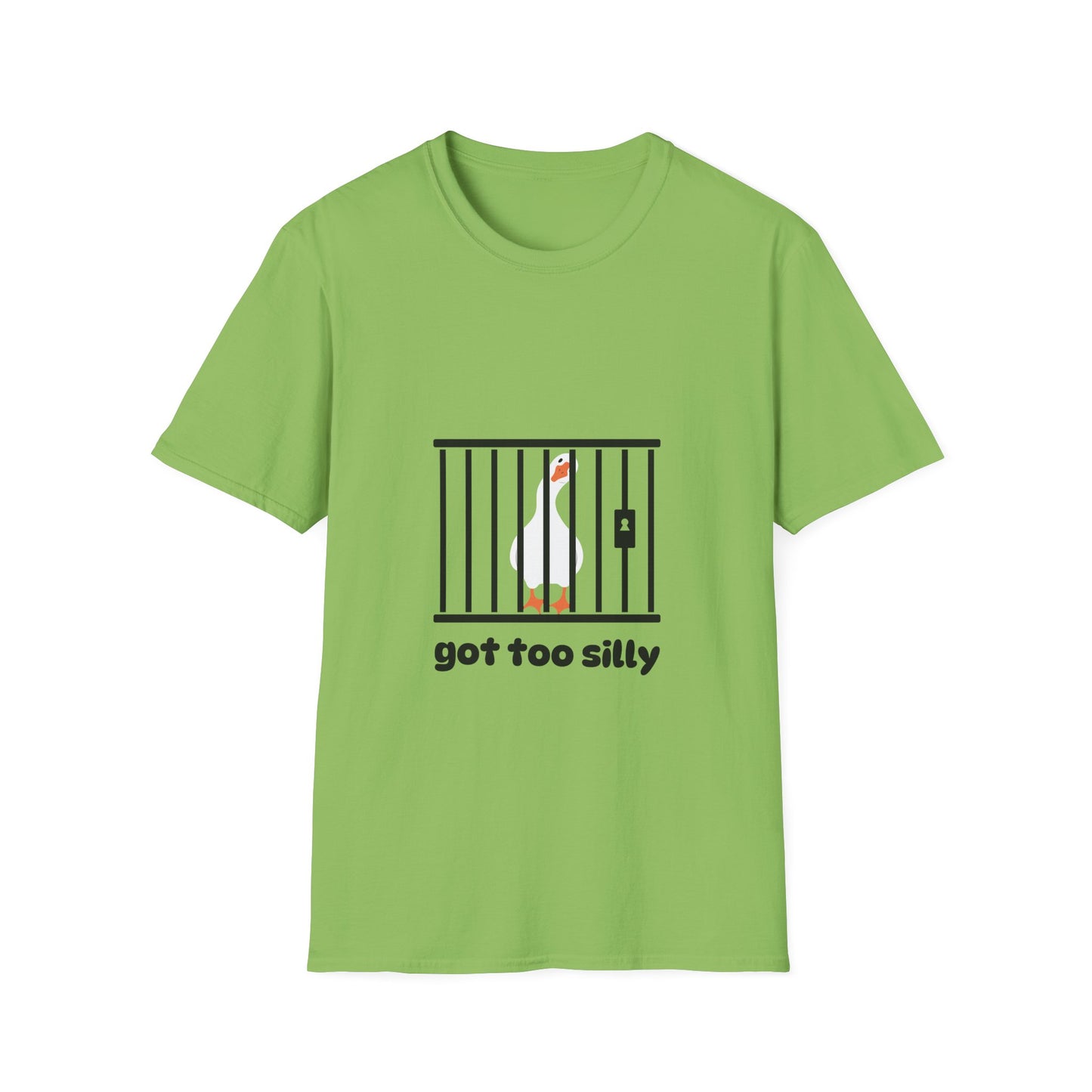 Funny Unisex Softstyle T-Shirt - 'Got Too Silly' Goose Design